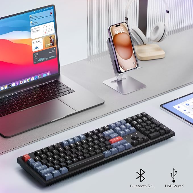 Keychron K10 Pro Wireless Custom Mechanical Keyboard, QMK Programmable Bluetooth 100% Layout with Silent Red Switch White Backlight Compatible with Mac Windows Linux | QMK Programmable Bluetooth/Wired White Backlit with Hot-swappable Silent Red Switch ... - Image 2