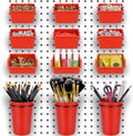 Pegboard Bins Cups with Hooks & Loops 12 Pack Peg Board Organizer (Red) by G.CORE