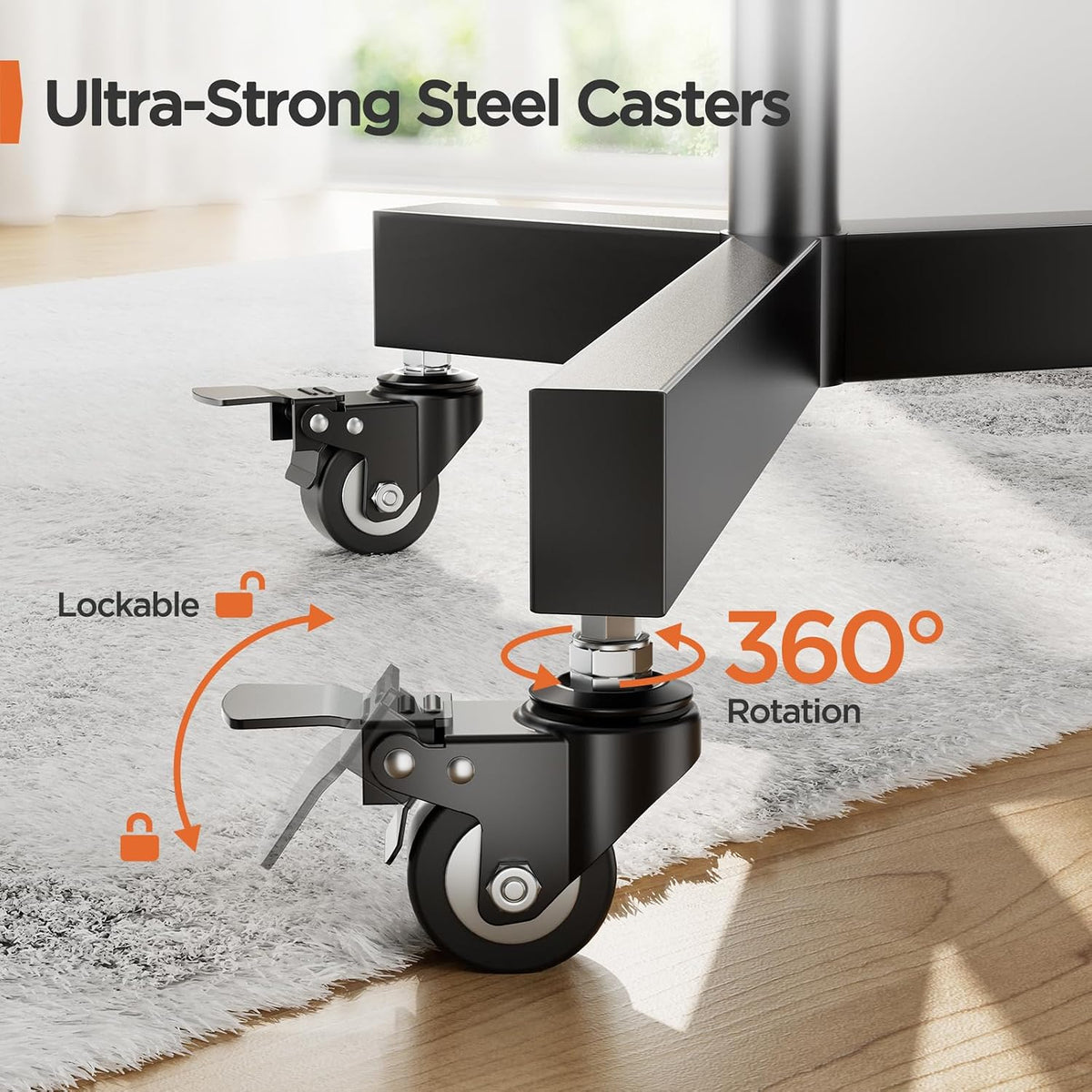 Perlegear Rolling TV Stand for 32-85 Inch Screens up to 154 lbs - Image 5