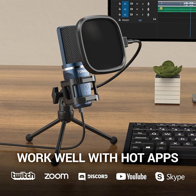 TONOR TC-777 Podcast Microphone, USB Computer Microphone, Cardioid Condenser PC Mic with Tripod Stand and Pop Filter for Podcasting, Streaming, Vocal Recording, Compatible with PC & Laptop, PS4/5 - Image 7