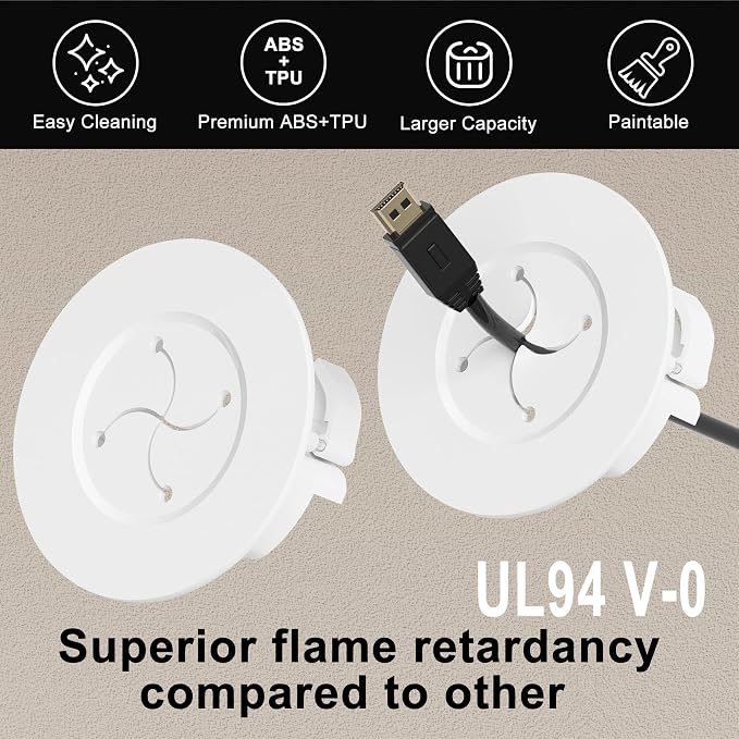 3in in Wall Cable Management Kit, Wire Hider to Hide Cords Wall Mounted TV | Easy Install Cord Covers Kit, White Cord Hiding for Wall - 4Pack Suitable for HDMI, TVs, Desks, Audio - Image 5
