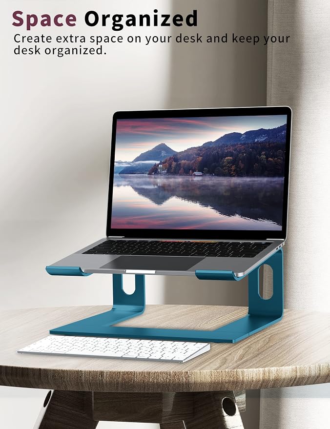 ALASHI Laptop Stand for Desk, Aluminum Computer Riser, Ergonomic Notebook Holder, Detachable Metal Laptops Elevator, PC Cooling Mount Support 10 to 15.6 Inches Notebook, Navy Blue - Image 7