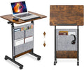 KOUPA Height Adjustable Flip Standing Desk with Wheels and Bag,24Inch | Portable Rolling Mobile Desk , 360° Flip Top, Sturdy Steel Frame, for Home Office, Small Spaces,Height 32"-47" Rustic Brown by WelcometoKOUPA