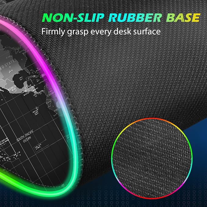 ToLuLu RGB Gaming Wireless Charging Mouse Pad, 5/7.5/10/15W LED Mouse Pad | 10 Light Modes Computer Keyboard Mat Mousepad, 800x300x4MM Extended Large Desk Mat for Gaming, MacBook, Laptop, PC, World Map - Image 5