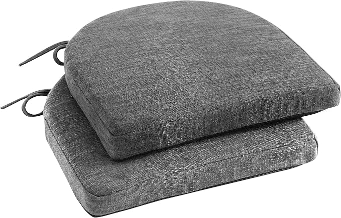 IPYNBAP Chair Cushions for Dining Chairs, Kitchen Chair Cushions, 16'' x 16'' x 2'', Non Slip Indoor Seat Cushions, Chair Pads for Dining Chairs with Ties & Removable Cover, Set of 2, Dark Grey by IPYNBAP