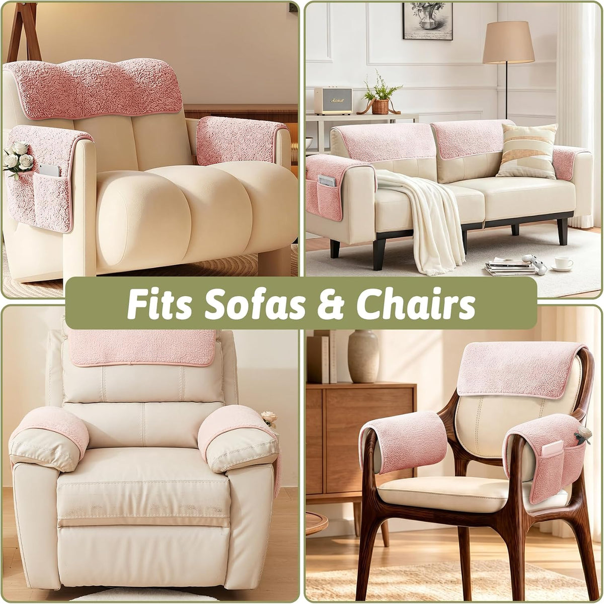 Universal Sherpa Recliner & Armchair Covers with Pockets - Image 7