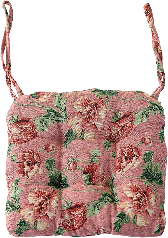 vctops Farmhouse Floral Print Chair Cushions with Ties U-Shaped Soft Comfortable Chair Pads Non Slip Seat Cushions for Indoor Dining Room and Kitchen Chairs (Flower C,16"x16") by vctops
