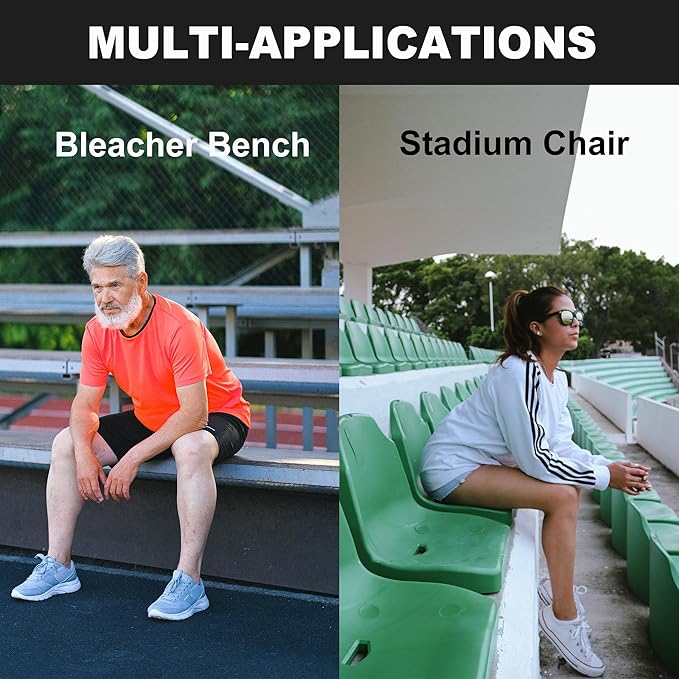 Stadium Seat Cushions, Portable Bleacher Cushions with Handle, Waterproof Oxford Fabric, Zipper Design (Black, 3-Pack) - Image 6