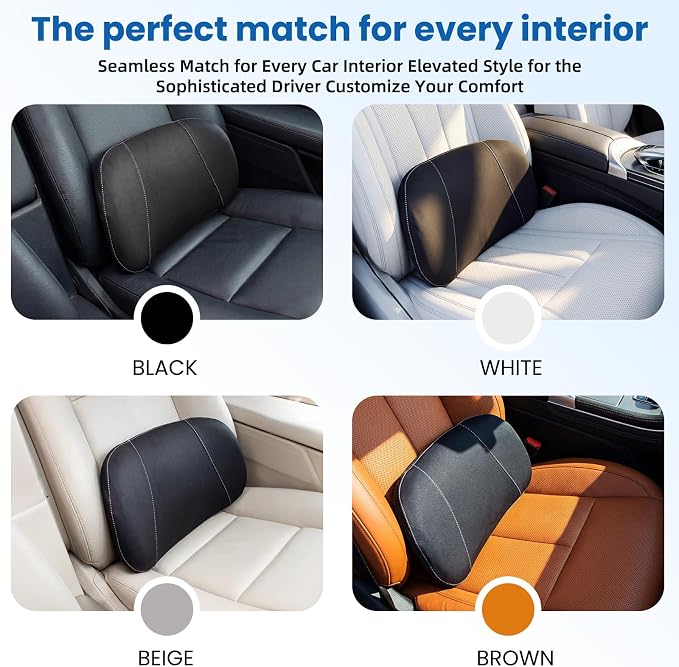 Car Lumbar Support Pillow for Driving, 2-in-1 Seat Cushion | Ergonomic Memory Foam for Driving Comfort, Improves Posture, Breathable Fabric, Fits Cars, Trucks & Office Chairs - Image 5