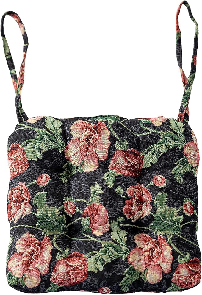 vctops Farmhouse Floral Print Chair Cushions with Ties U-Shaped Soft Comfortable Chair Pads Non Slip Seat Cushions for Indoor Dining Room and Kitchen Chairs (Flower F,16"x16") by vctops