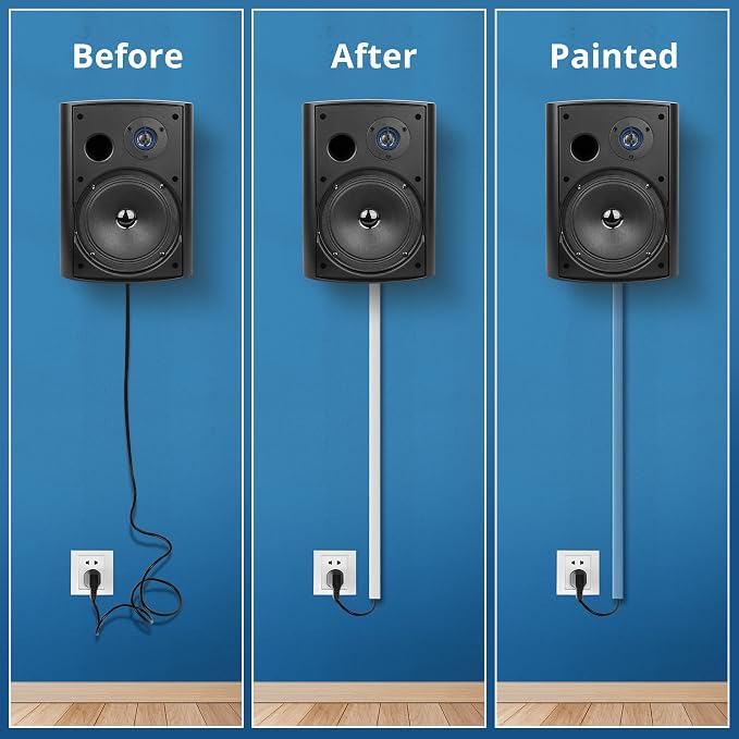 136in Cord Hider for Wall Mount TV, White Wire Covers for 1 Mini Cord | 8 Pack Cable Hider Kit, Paintable Power Wall Cord Cover, Wire Hiders for TV on Wall Cable Raceway - L17in W0.6in H0.36in - Image 6