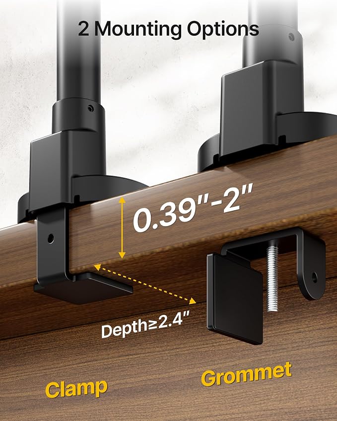 monTEK Dual Monitor Arm, Vertical Stackable 17–40" Full Motion，Black | Vertical Stackable Mechanical Spring For 17–40"Ultrawide Monitor, Hold Up To 26.4 Lbs Each, Compatible With 75/100 VESA Mount - Image 6