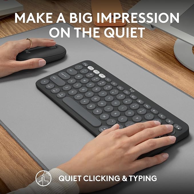Logitech Pebble 2 Combo Mac Wireless Keyboard and Mouse - Tonal Graphite | Wireless, Slim, Quiet, Portable, Customizable, Bluetooth, Easy-Switch, macOS, iPadOS - Image 8