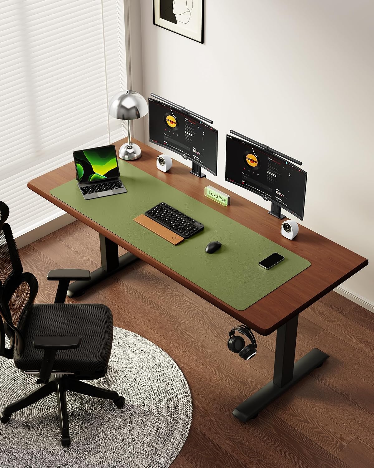 YSAGi Leather Desk Pad Protector, Office Desk Mat, Large Mouse Pad, Non-Slip PU Leather Desk Blotter, Laptop Desk Pad, Waterproof Desk Writing Pad for Office and Home (Green,55" x 17.2") - Image 3