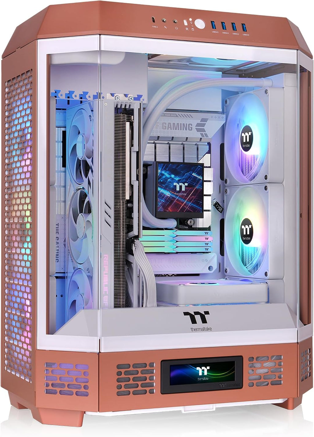 Thermaltake Tower 600 Mid Tower; 2x140mm CT Fans Included; 420mm Radiator Support; 400mm GPU Clearance; Hidden Connector Support; Rotatable PCIe Slots; Mocha Mousse; CA-1Z1-00MUWN-00 - Image 2