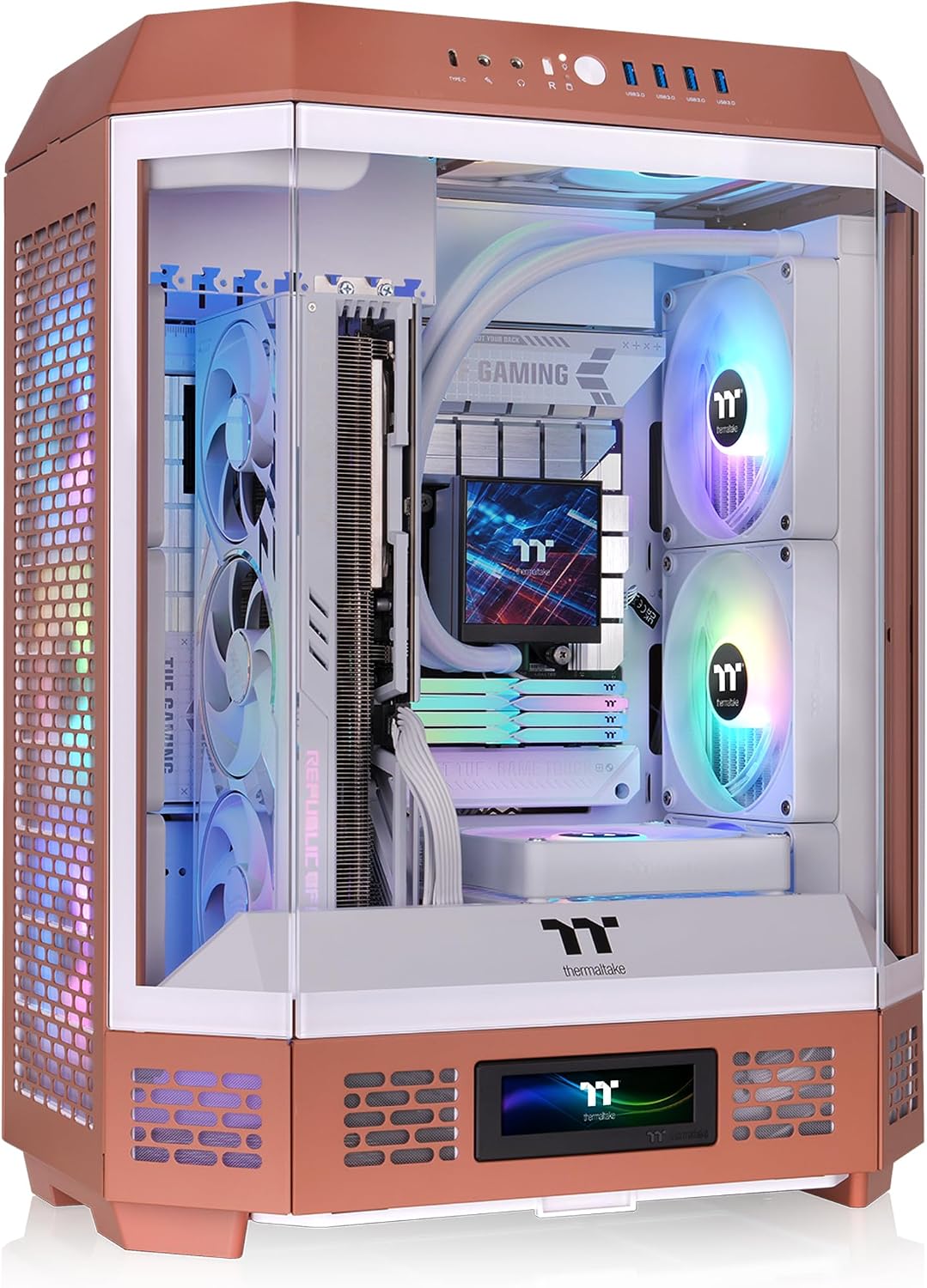 Thermaltake Tower 600 Mid Tower; 2x140mm CT Fans Included; 420mm Radiator Support; 400mm GPU Clearance; Hidden Connector Support; Rotatable PCIe Slots; Mocha Mousse; CA-1Z1-00MUWN-00 - Image 2
