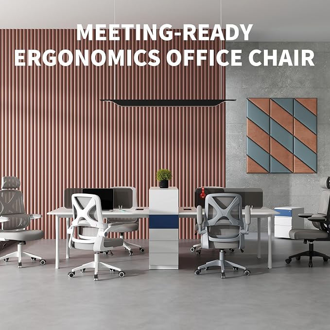 Ergonomic Office Chair - Desk Chair with Adjustable Headrest Lumbar Support Computer Chair - Mesh Comfy Chair with Flip-up Armrests - Gaming Chairs for Adults Home Office 330 LBS (Black+Gray) - Image 9