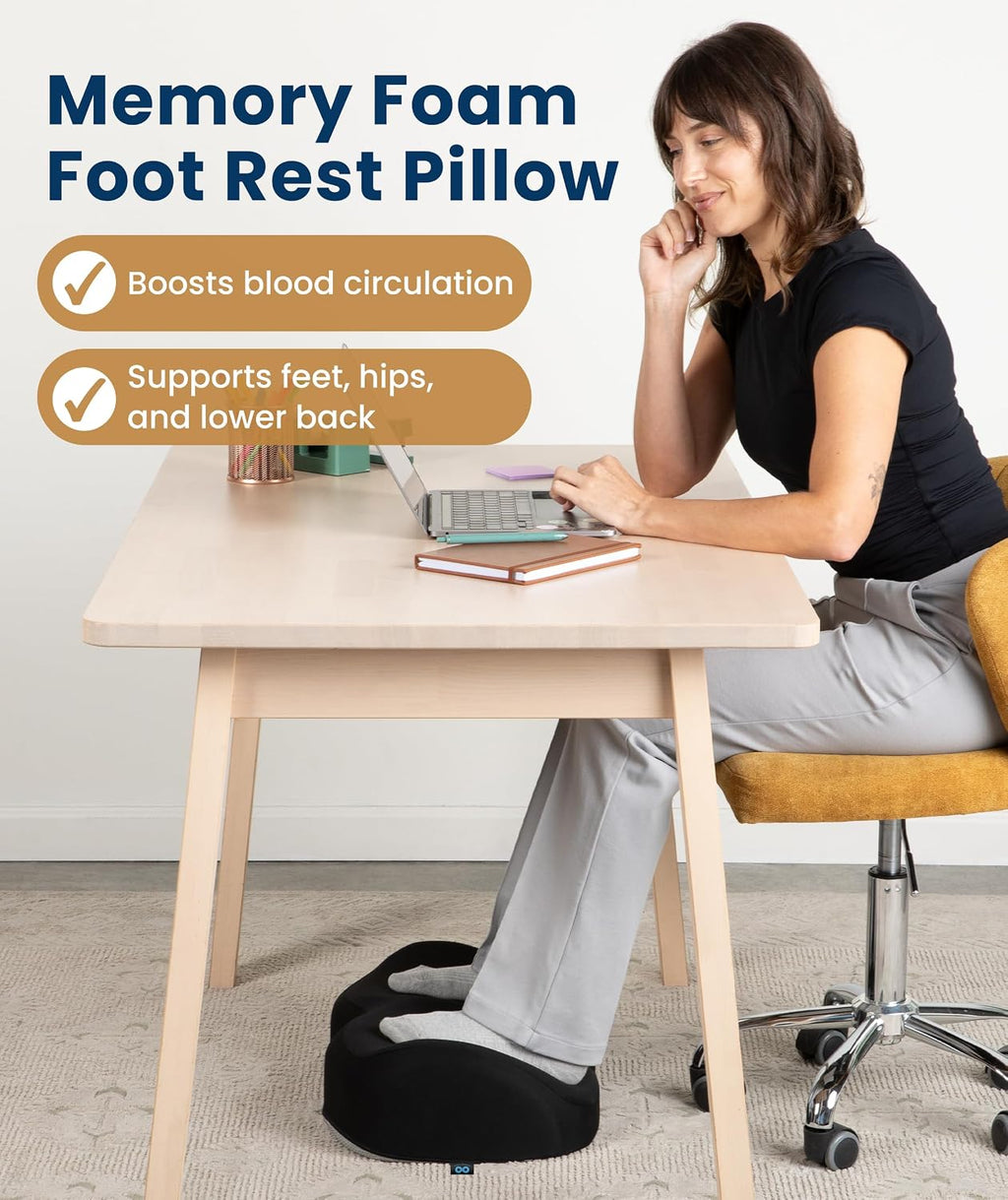 Everlasting Comfort Foot Rest for Under Desk at Work - Memory Foam Office Foot Stool & Under Desk Footrest Leg Elevation Pillow for Gaming & Home Office, Supports Posture - Image 2