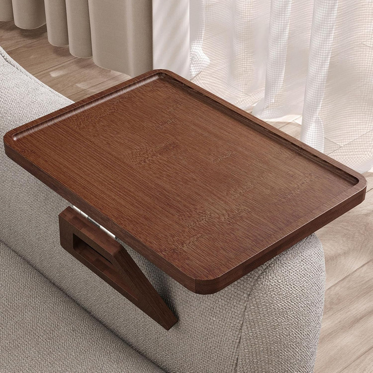 Couch Arm Tray,Bamboo Folding Sofa Tray,Sofa Armrest Tray Clip-On Couch Desk for Drinks,Snacks,Phone,Remote Control（Brown） by Danfoxer
