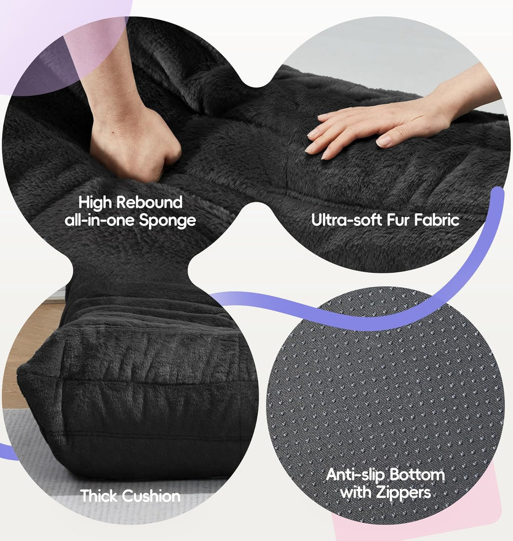 Hobestluk Small Bean Bag Chair Fireside Floor Chair BeanBag Couch Togo Sofa - Image 6
