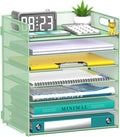 7 Tier Paper Organizer for Desk with Letter Trays & Handle Mint Green | Black Desk File Organizer with Handle for Sorting Papers, Files, Folders, Mail, Bills and Office Supplies by Unknown