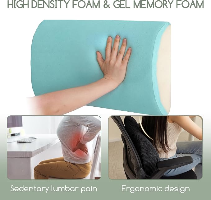 Lumbar Support Pillow for Recliner Chair/Accent Chair/Couch, Extra Large Memory Foam Back Support Cushion for Elderly, Recliner Cushions for Back Rest, Pain Relief, Reading, Washable Cover, Black - Image 3