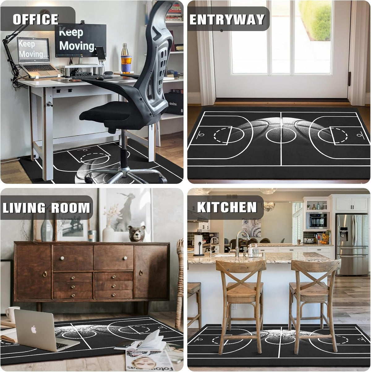 Gaming Chair Mat for Hardwood Floor 36"X 48" Heavy Duty Office Desk Chair Rug for Under Game Rolling Chairs Computer Decor Protect Mats Low Pile Non-Slip Rubber for Carpet & Tile Floor-Basketball - Image 7
