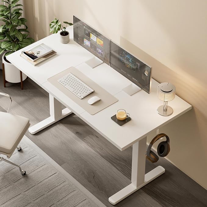 Electric Standing Desk with Cable Management,White Height Adjustable Desk with Memory Presets, Sit Stand Table for Work from Home, Ergonomic Computer Desk,63 x 24 inch - Image 2