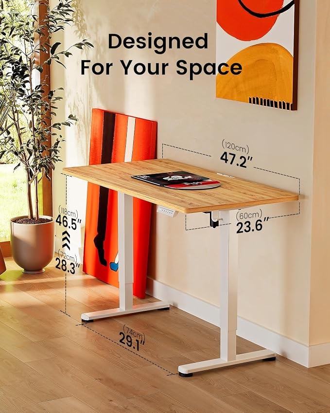 ErGear Height Adjustable Electric Standing Desk, 48 x 24 Inches Sit Stand up Desk, Memory Computer Home Office Desk, Light Vintage Brown - Image 3