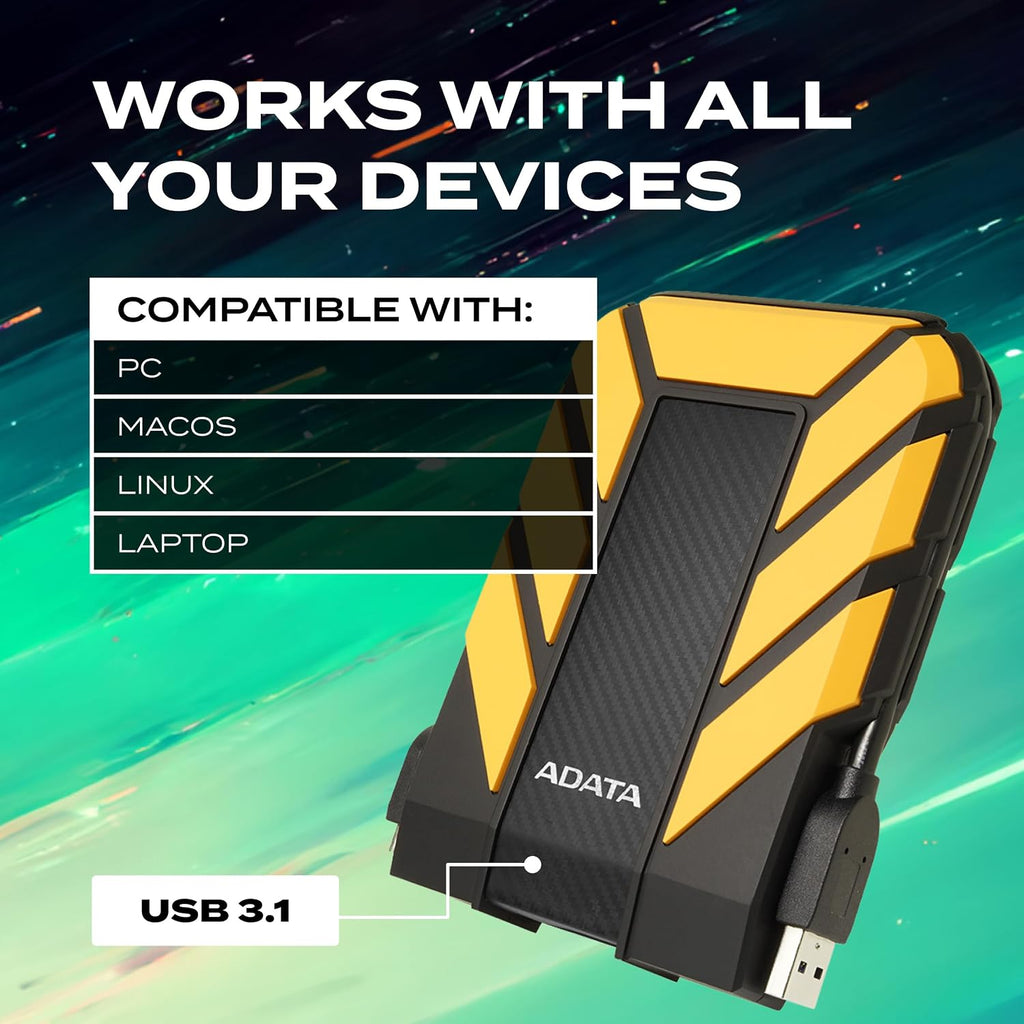 ADATA HD710 Pro, External Hard Drive, Yellow, 2TB - Image 4