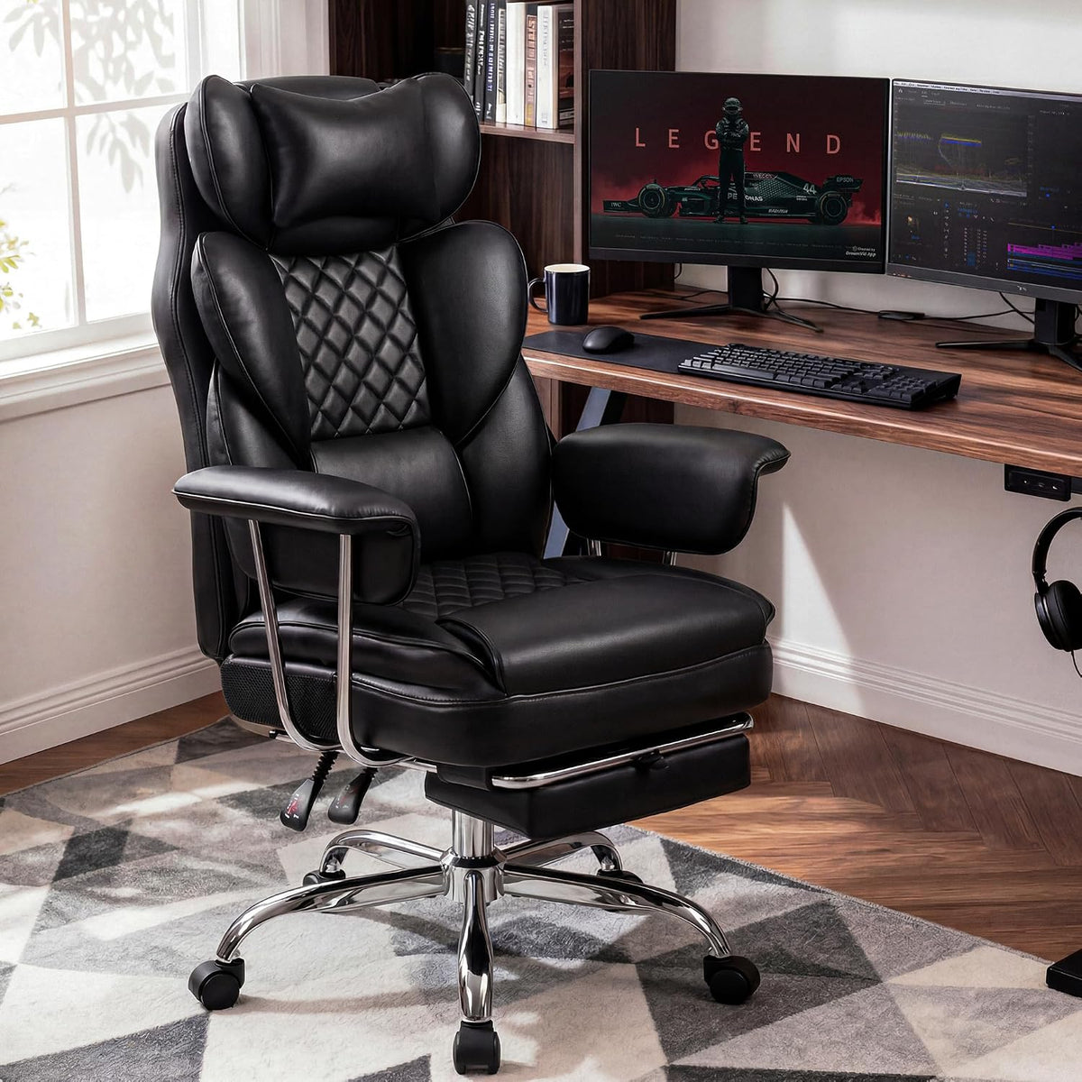 N-GEN GAMING Big and Tall Gaming Chair with Footrest, Reclining Chair,Black - Image 8