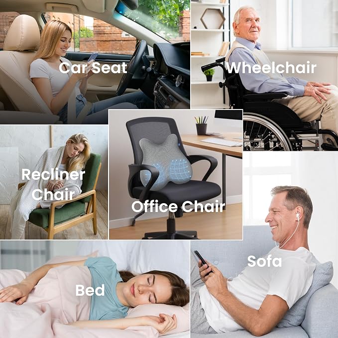 Heated Lumbar Support Pillow for Office Chair, Ergonomic Back Support Cushion with Vibration, Memory Foam Chair Back Massager,Gifts for Mom Dad - Image 6