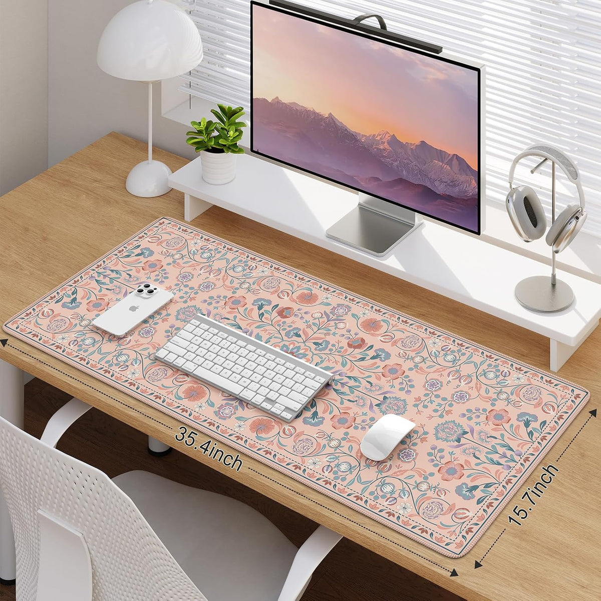 iCasso Desk Mat, Large Mouse Pad,35.4x15.7in,Peach Pink - Image 2