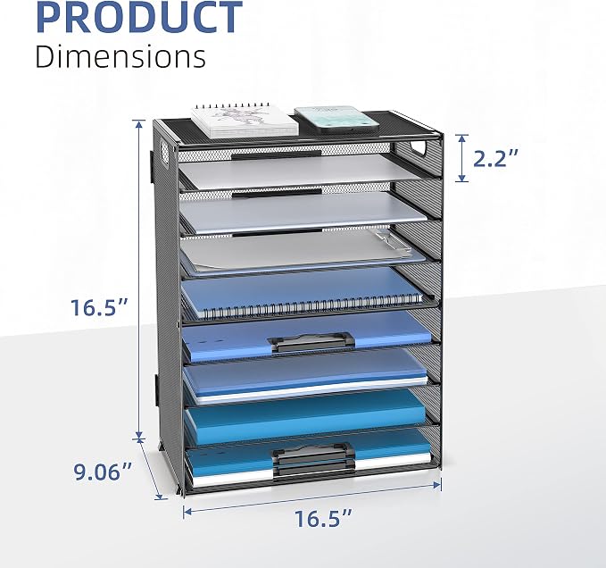 9-Tier Paper Organizer for Desk, Letter Tray with Handles, Black, 2 Pack | Desk File Organizer with Removable Trays for Sorting Files, Folders, Mail and Printer Paper at Home, School or Office - Image 3