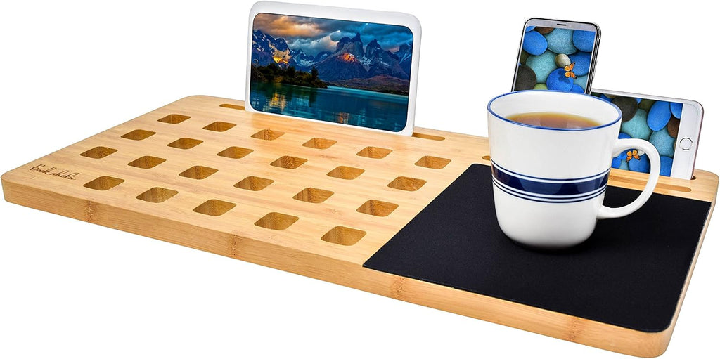 BOOKAHOLIC Lap Desk| Enhanced Organic Bamboo Lap Tray with Vent Holes & Built-in Fabric Covered Mouse Pad for 11",13",15" Laptops| Computer,Tablet, Phone Stand - Image 4
