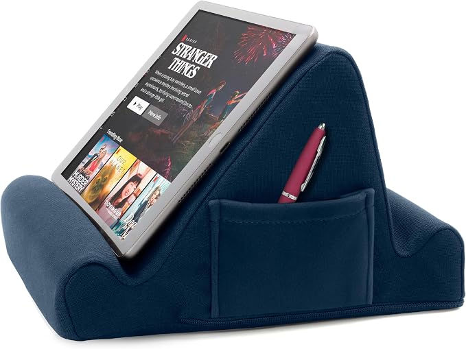 Brookstone Tablet Lap Cushion - Tablet/Phone/Ebook Holder for Bed, Flights, and Travel, Memory Foam Lap Desk for Reading and Hands Free Viewing, Compatible iPad and Kindle Accessories, Blue by Unknown