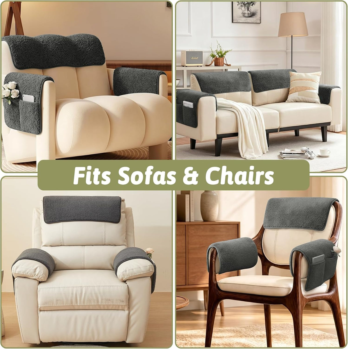 Universal Sherpa Recliner & Armchair Covers with Pockets - Image 7