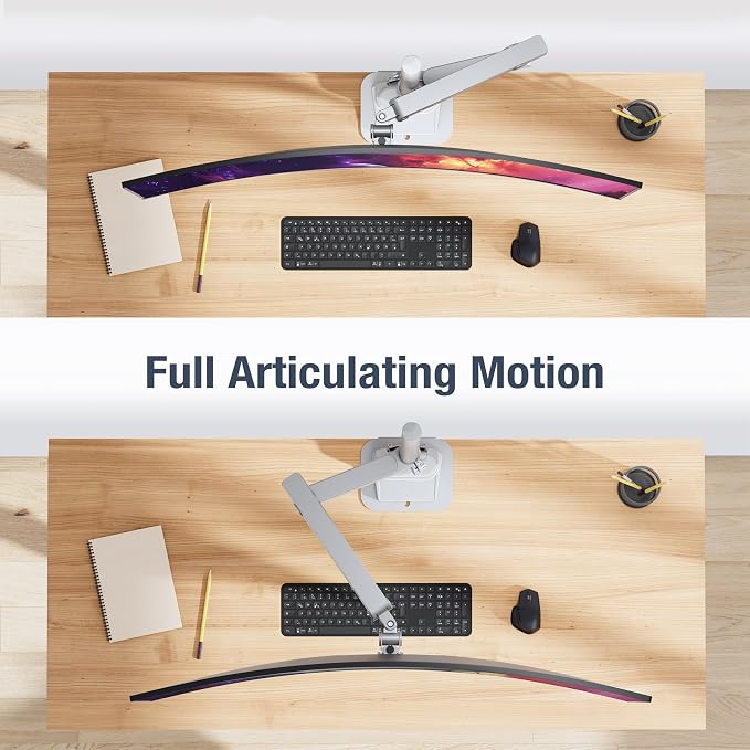 AVLT Single 40 Inch Monitor Arm Pole Top Mount with USB-C&A Ports - Gray | Supports 26.4 lbs (12kg), Ultrawide screen fit, VESA Compatible, Tilt, Swivel, Rotate, Ergonomic adjustable height, Durable - Image 6