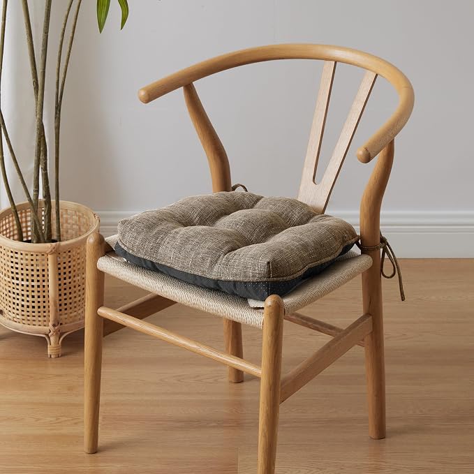 IPYNBAP Chair Cushions for Dining Chairs Set of 4, Kitchen Chair Cushions, Chair Pads with Ties and Non Slip Backing, Tufted Memory Foam Seat Cushion 4 Pack, 15.5" x 15.5" x 4", Khaki - Image 7