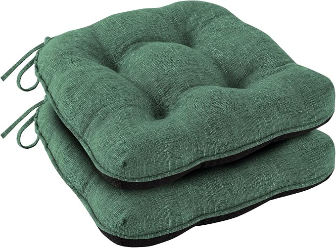 IPYNBAP Chair Cushions for Dining Chairs Set of 2, Kitchen Chair Cushions, Chair Pads with Ties Non Slip Backing, Christmas Room Decor, Tufted Memory Foam Seat Cushion 2 Pack, 15.5x15.5x4, Dark Green - Image 2