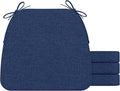 AAAAAcessories D-Shaped Chair Cushions, 2" Thick Dining Chair Pads with Ties and Removable, Machine-Washable Cover, 17" x 16", Set of 4, Blue by AAAAAcessories