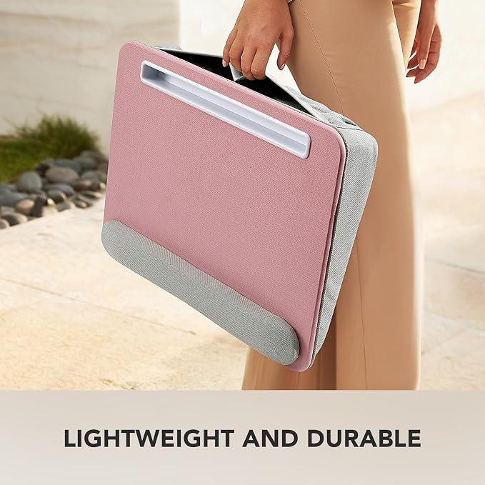 HUANUO Laptop Lap Desk with Cushion, Fit up to 15.6" Laptop，Pink | Portable Lap Desk with Pillow Cushion, Anti-Slip Strip & Storage Function for Home Office Students as Computer Laptop Stand - Image 7