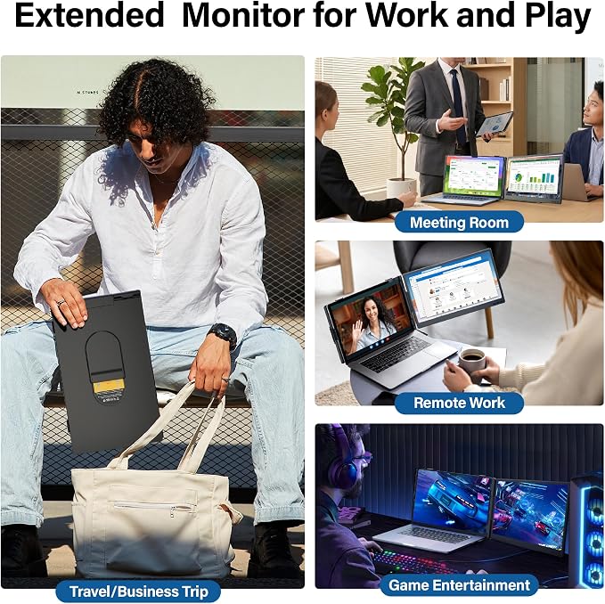 CIDETTY Laptop Screen Extender Monitor Portable, 14" Ultra-Thin Dual Laptop Monitor FHD 1080P IPS, USB-C/HDMI Plug & Play Travel Monitor for 13-17" Laptops, Compatible with Wins/Mac/Chrome/Switch - Image 8