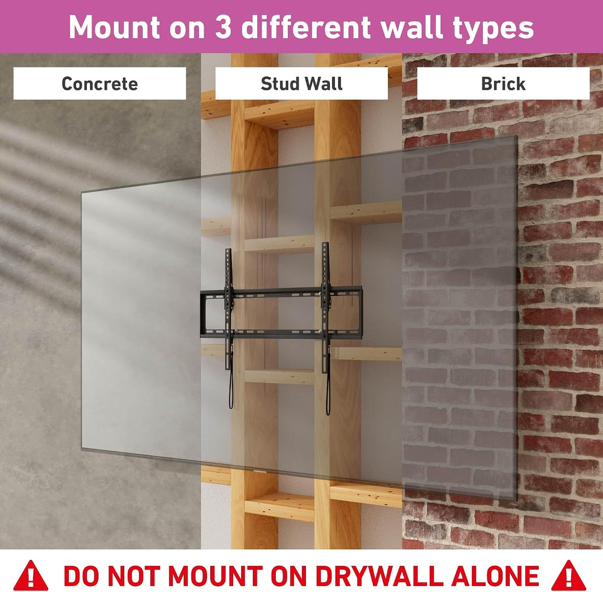 D-Line TV Wall Bracket for 50-85 Inch TVs, Low Profile Tilting TV Wall Mount - VESA 200x200mm - 600x400mm, Holds up to 110lbs - Image 7