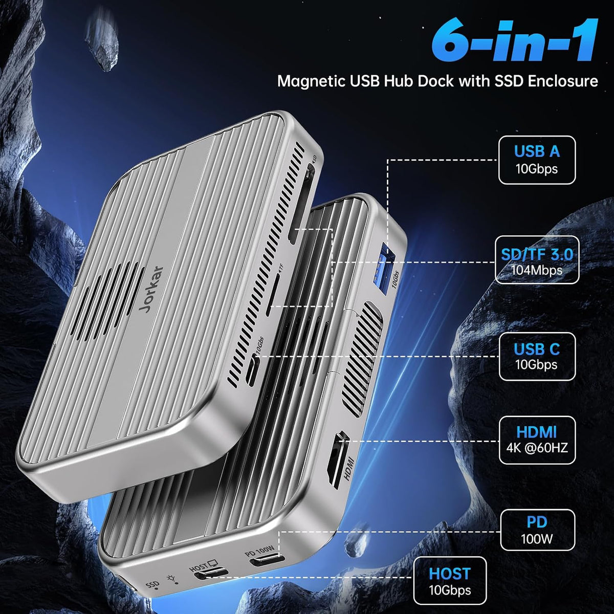 10gbps Magnetic Docking Station, USB C Hub with NVMe M.2 SSD Enclosure for iPhone 17/16/15 Pro/Pro Max/Plus with Cooling Fan, Support SSD Size 2230/2242/2260/2280 B+M M-Key - Image 4
