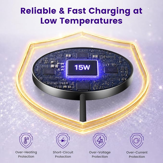 15W Wireless Charger for Apple MagSafe Charger, Magnetic Fast Charging Pad | Compatible for iPhone 17 16 15 14 13 12 Pro Max, AirPods-Slim Portable for Desk Bedside and Travel - 2 Pack, Black - Image 4