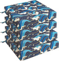 UNIKOME Outdoor Chair Cushions Pack of 4, Water Resistant Patio Cushions with Ties, High Density Sponge Filling Square Corner Seat Cushions for Outdoor Furniture, 19"*19"*3", Blue/Waves by UNIKOME