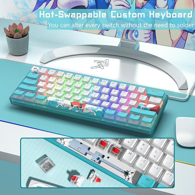 Womier 60% Percent Keyboard Gaming, Creamy Mechanical Wired Keyboard Anime - Image 4