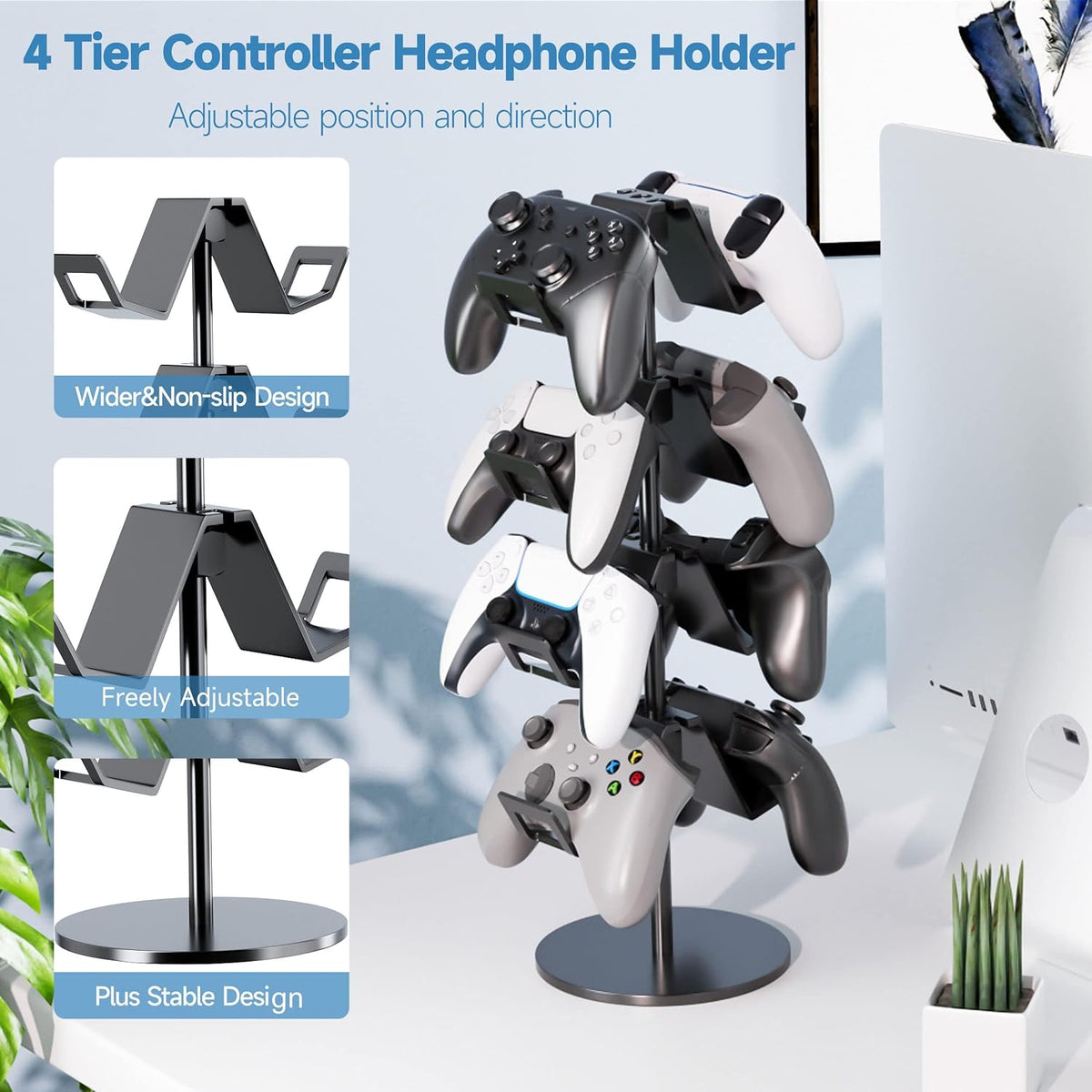 Controller Holder 4 Tier,Headphone Stand for Xbox PS5 PS4 - Image 2