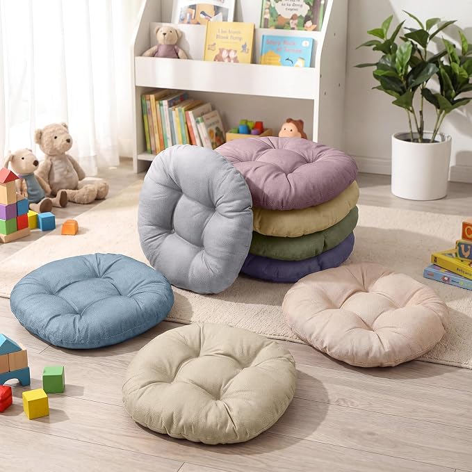 Fumete 8 Pcs Round Floor Cushions for Classroom Kids,Morandi | 16 Inch Diameter, Students Flexible Seating Pillows, Home Daycare School Reading Yoga Meditation, Soft Cushioned - Image 4